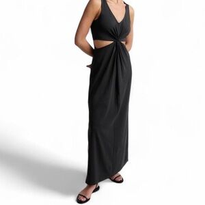 Beyond Yoga Black Twist Front Cutout Maxi Dress